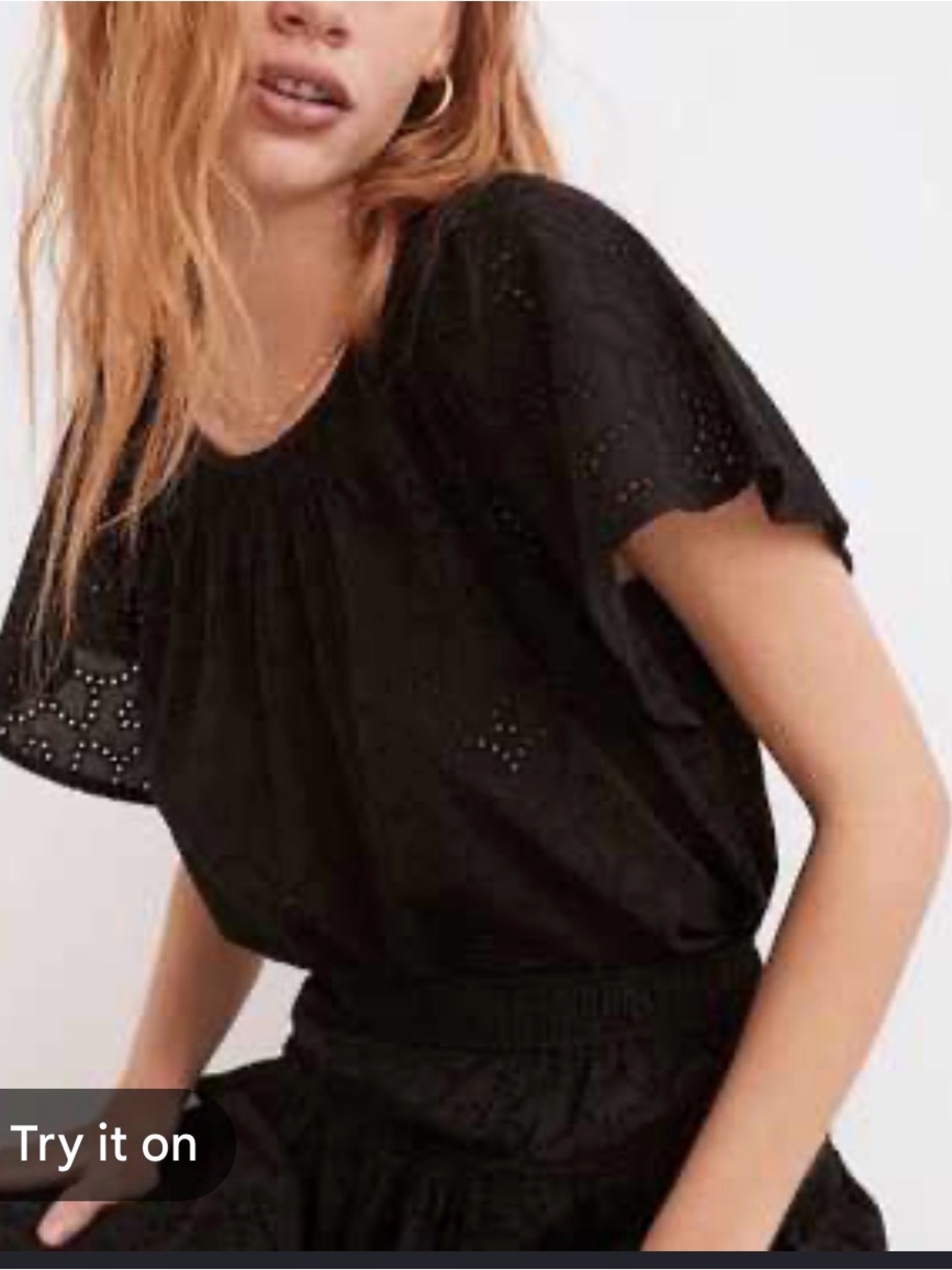 Madewell Eyelet Flutter-Sleeve Top size large